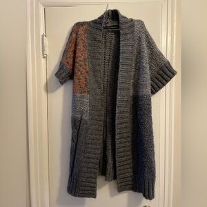 Gottardi Made in Italy Open Front Cap Sleeve Mixed Pattern Cardigan Sweater Med